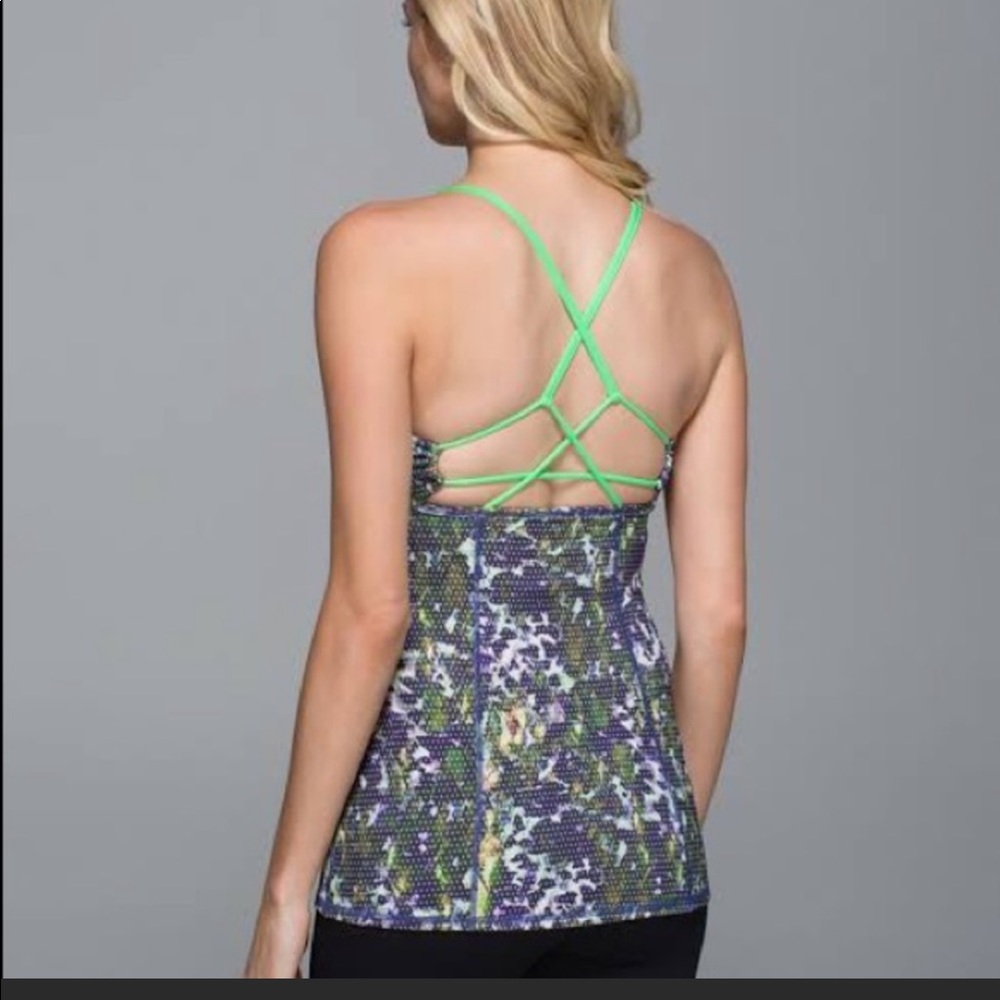 Lululemon dancing warrior floral workout top